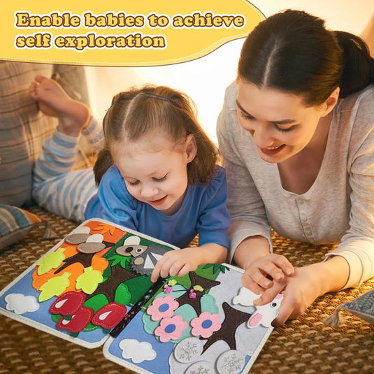 Children's baby Early Education Intelligence Learning baby Toys Felt Learning Board, Busy Board, Busy Book, Cloth Book, Including Life Skills, Alphabet, Numbers, Shapes Colors, Animals, Weather, Toddler Travel Toys, Birthday
