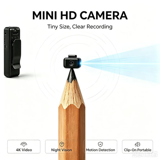 Mini 4K HD Body Camera – Wearable Clip-On Video Recorder with 360° Rotating Lens, Night Vision