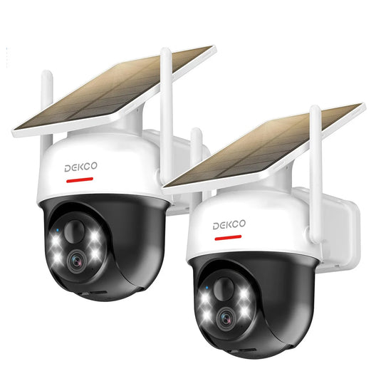 Dekco 2/4/6/8pcs Solar WiFi Camera 3MP 100% Wire-Free 5000mAh Battery Two-way Audio Security Camera Wireless PTZ CCTV Camera