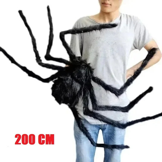 Giant Black Plush Spider Halloween Decoration 30–200cm