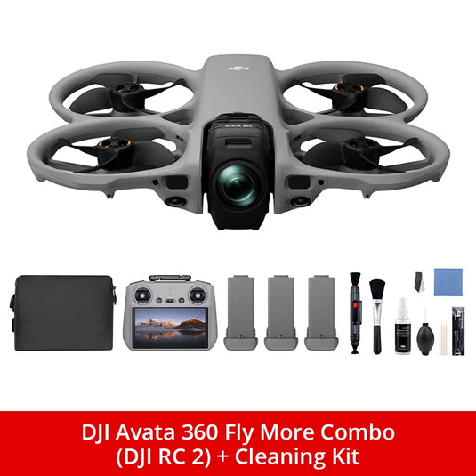 DJI Avata 360 Fly More Combo (DJI RC 2) Drones With a Camera FPV Drone 4k Professional 360° Panorama Obstacle Avoidance 12KM Transmission DJI Drone With Optional Accessory Flash Light Cleaning Kit Charger