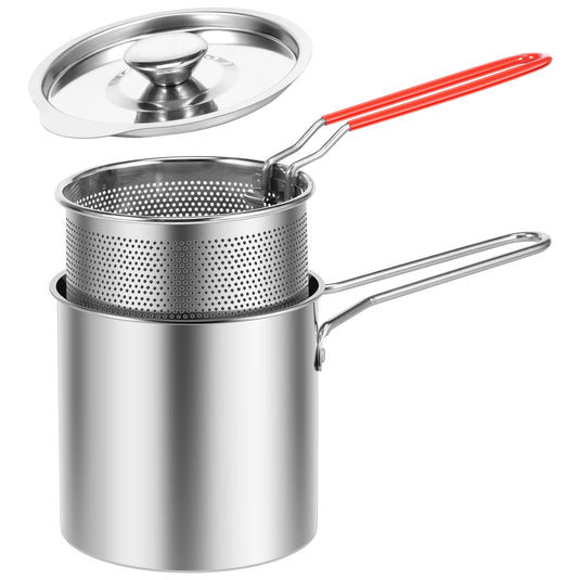 Stainless Steel Deep Fryer with Strainer Basket Multi-Purpose for Home Tempura Chicken Frying Fry Pot Oil Fryer Pot Cooking Pot