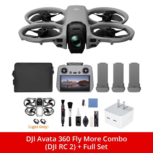 DJI Avata 360 Fly More Combo (DJI RC 2) Drones With a Camera FPV Drone 4k Professional 360° Panorama Obstacle Avoidance 12KM Transmission DJI Drone With Optional Accessory Flash Light Cleaning Kit Charger