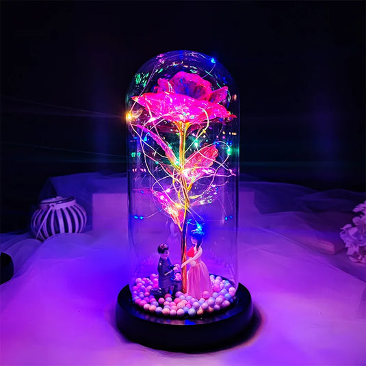 Colorful Eternal Rose Gift for Girlfriend | LED Luminous Romantic Flower for Valentine's Day