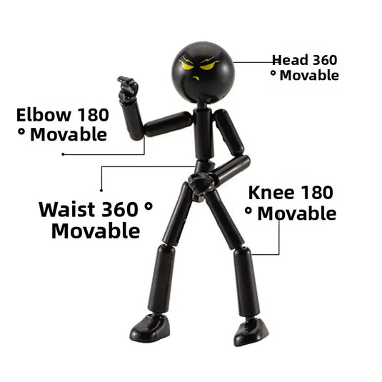 1 Set Novelty Action Figure Stickman Assembled Robot Movable 3d Printing Mannequin Multi-jointed Stickman Toy