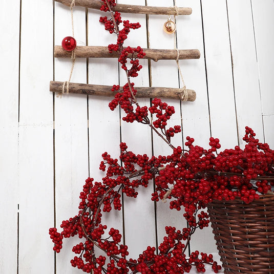 1PC Simulated Wealth Fruit Vine Decoration for Christmas Indoor Home Hanging Fireplace Flower Wreath Ornament