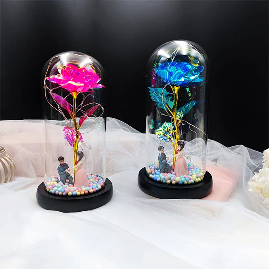 Colorful Eternal Rose Gift for Girlfriend | LED Luminous Romantic Flower for Valentine's Day