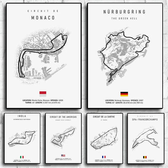 F1 Imola Circuit Canvas Wall Art, Formula 1 Motorsport Track Poster, Nordic Racing Canvas