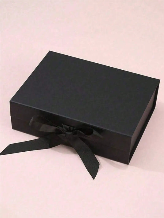 1pc Foldable Magnetic Closure Solid Color Ribbon Gift Box, Wedding Party Gift Box,Suitable For Birthday Holiday Party Christmas