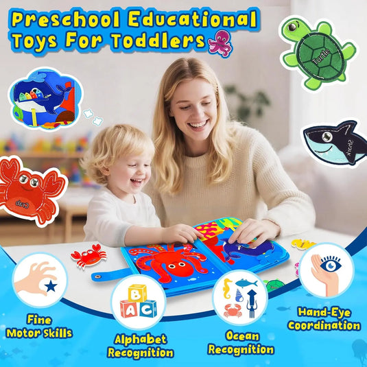 Children's baby early education intelligence learning baby toys felt learning board, busy board, busy book, cloth book, including life skills, alphabet, numbers, shapes colors, animals, weather, toddler travel toys, birthday