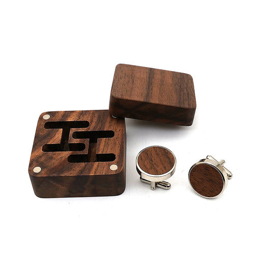 Personalized Wooden Cufflinks for Groomsmen | Custom Engraved Wedding Gift for Best Man, Dad & Groom