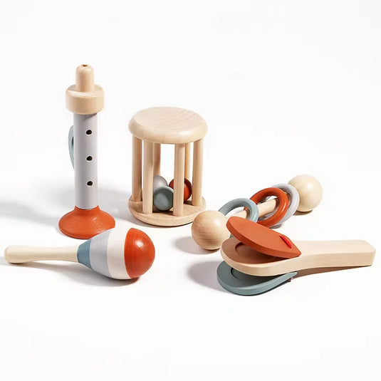 5Pcs Baby Musical Instruments Sensory Rattle Toys Early Educational Baby Musical Toys Montessori Toys Birthday Gifts for Kids
