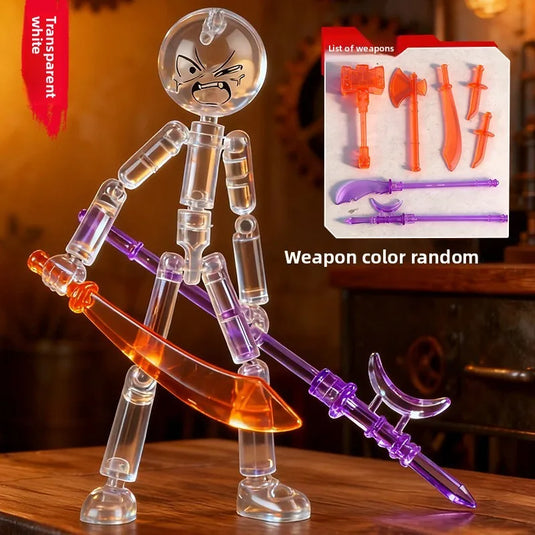 1 Set Novelty Action Figure Stickman Assembled Robot Movable 3d Printing Mannequin Multi-jointed Stickman Toy