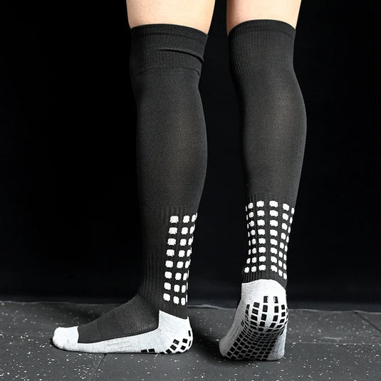 Men's Long Football Socks, Non-Slip Soccer Compression Socks, Breathable Knee High Athletic