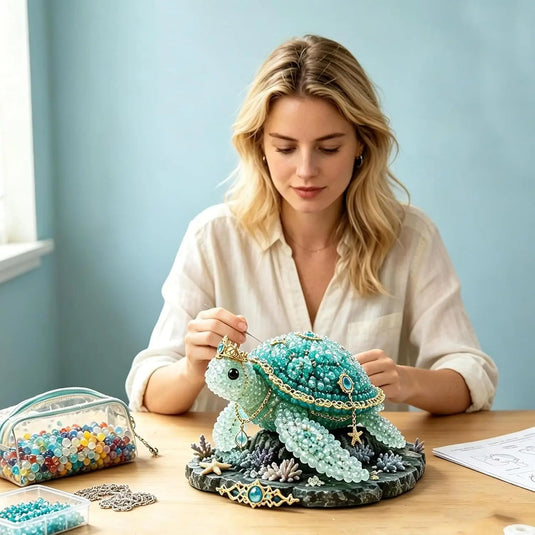 Mythical Ocean DIY Bead Kit for Beginners, 3D Beaded Animal Making Kit, Unique Sea Animal Designs, Glass Bead Embroidery Set