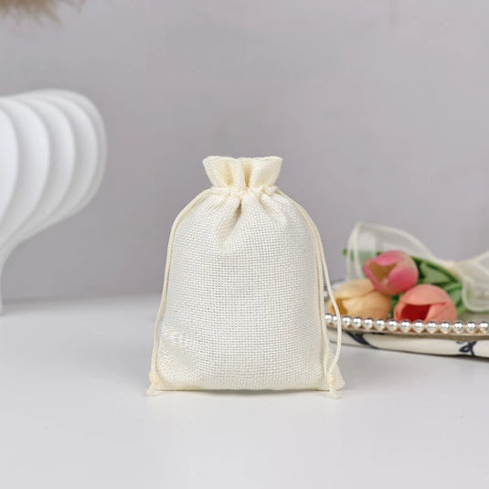 10pcs Natural Burlap Drawstring Bags Gift Packaging Bags Candy Snack Bag for Holiday Wedding Party Birthday Jewelry Pouches