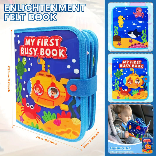 Children's baby early education intelligence learning baby toys felt learning board, busy board, busy book, cloth book, including life skills, alphabet, numbers, shapes colors, animals, weather, toddler travel toys, birthday