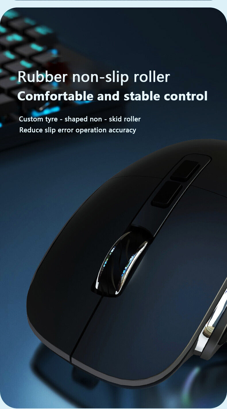 DOEL Ergonomic Gaming Bluetooth 2.4G USB Wireless Multiconnects Mouse with RGB On/Off