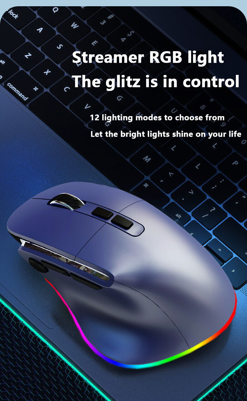 DOEL Ergonomic Gaming Bluetooth 2.4G USB Wireless Multiconnects Mouse with RGB On/Off