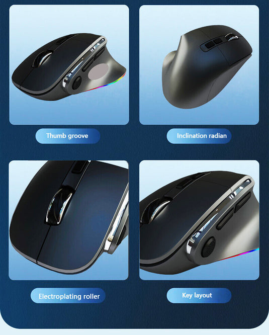 Ergonomic Wireless Gaming Mouse with Dual Bluetooth & RGB