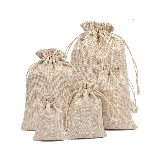 Vintage Retro Drawstring Jute Burlap Bags Christmas Halloween Wedding Birthday Party Festival Supplies Candy Chocolate Gift Bags