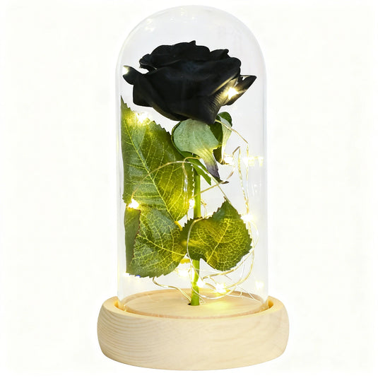Gifts for Her Beauty and The Beast Eternal Rose In Glass Dome Artificial Forever Flower LED Light Mothers Day Gifts for Women