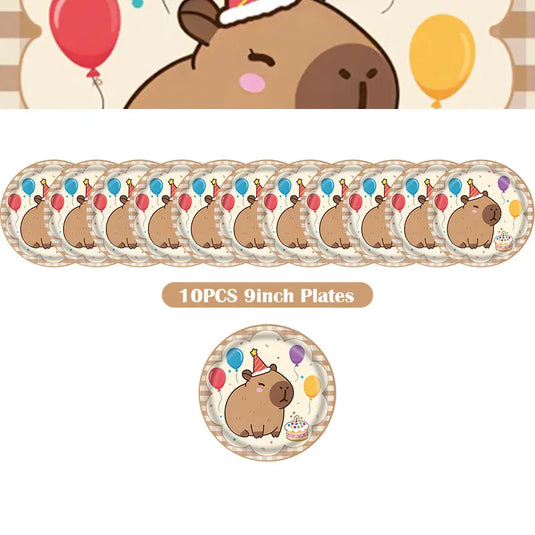 Capybara Decoration Birthday Party Pavors for Girls Capybara Tableware Set Cup Plate Balloons Gift Bags Happy Banner Supplies