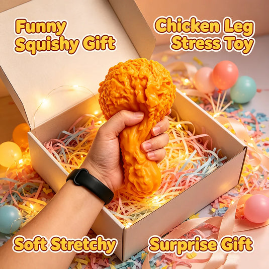 Realistic Fried Chicken Leg Squishy Toy Soft Simulation Drumstick Fake Food Craft Christmas Birthday Party Favors Goody Bag Fillers Funny Miniature Desktop Display Ornament Gag Gift for Kids