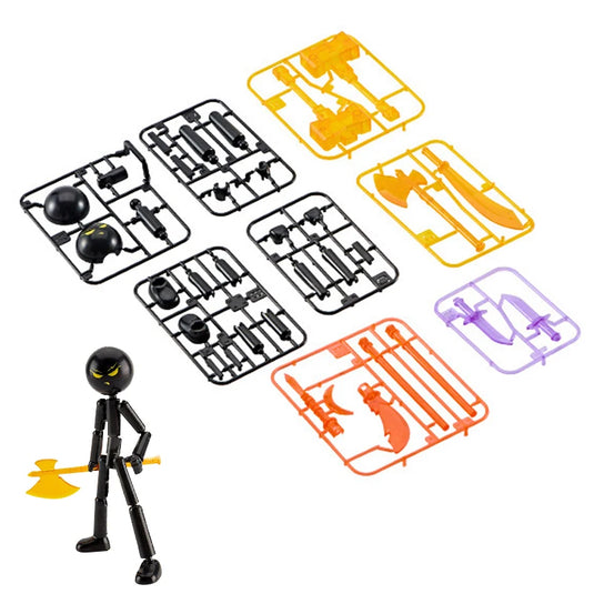 1 Set Novelty Action Figure Stickman Assembled Robot Movable 3d Printing Mannequin Multi-jointed Stickman Toy