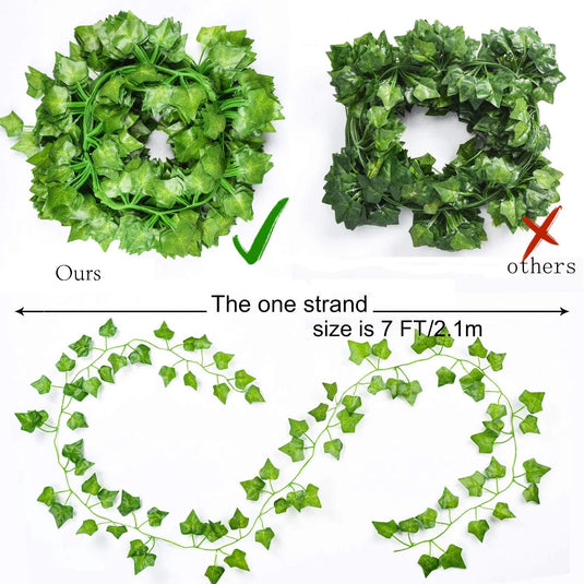 12 Pack Fake Ivy Garland 84FT Artificial Ivy Leaves Hanging Vine, Greenery Wall Decor