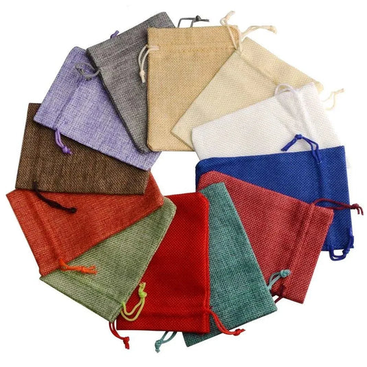 10pcs Natural Burlap Drawstring Bags Gift Packaging Bags Candy Snack Bag for Holiday Wedding Party Birthday Jewelry Pouches