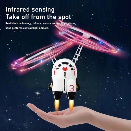 Flying Robot Astronaut Hand-Controlled Drone Toy, Interactive RC Flying Robot with Dual Wings