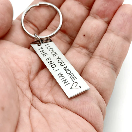 Valentine's Day Keychain for Him & Her | I Love You More The End I Win Couple Gift
