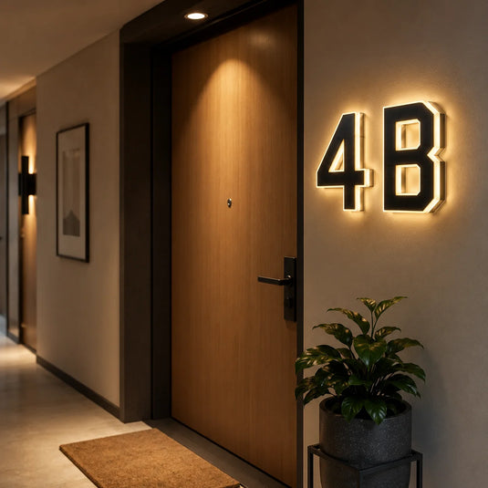 LED Solar House Number Light Waterproof Address Sign Modern Light Sensor Door Plate for Outdoor Home Yard Wall Decoration Use