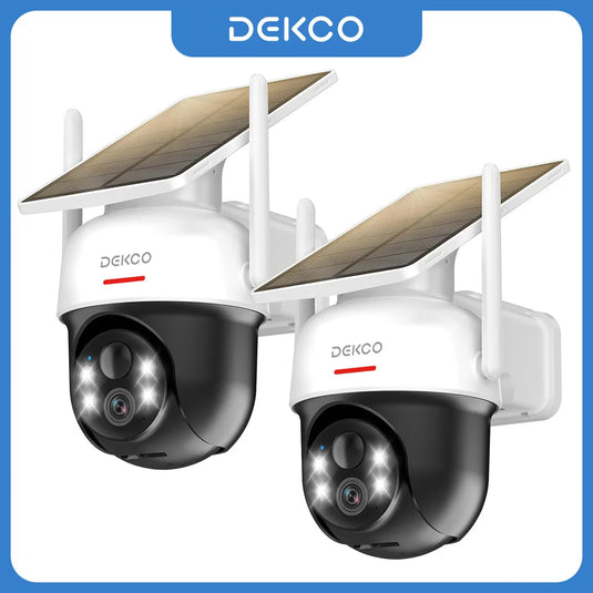 Dekco 2/4/6/8pcs Solar WiFi Camera 3MP 100% Wire-Free 5000mAh Battery Two-way Audio Security Camera Wireless PTZ CCTV Camera