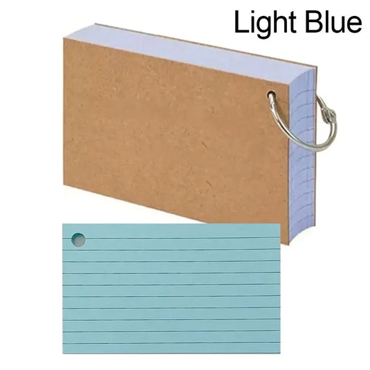 Kawai 50Pcs Binder Horizontal Line Memo Book Loose Leaf Index Cards Flash Cards Small Revision Cards for Study Office NotePads