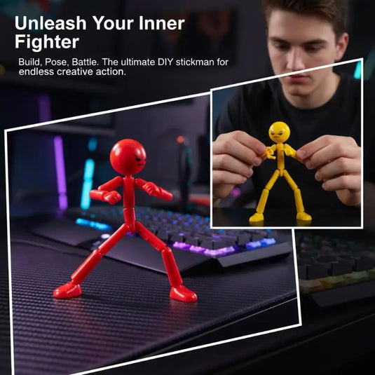 1 Set Novelty Action Figure Stickman Assembled Robot Movable Multi-jointed Stickman Toy 3d Printing Mannequin