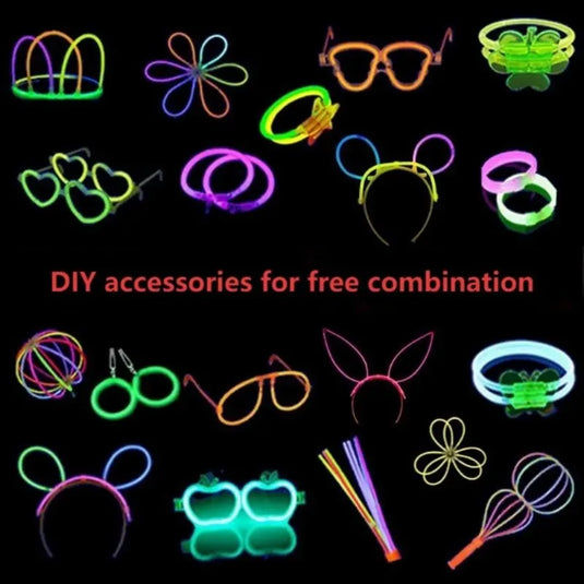 50/100PCS Glow Stick Set with 17 Accessories DIY Perfect for Vibrant Party Supplies for Concert Halloween Festivals Events‌ Part