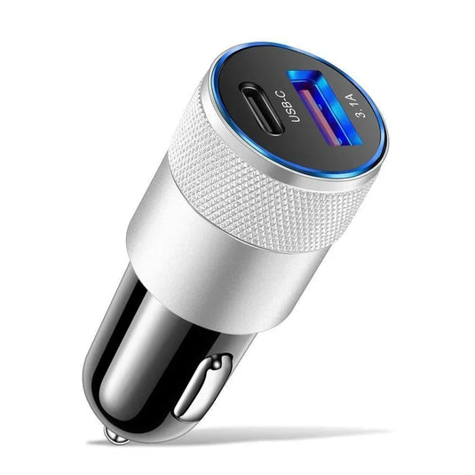 12W 3.1A USB Car Charger with Type-C PD | Fast Charging Adapter
