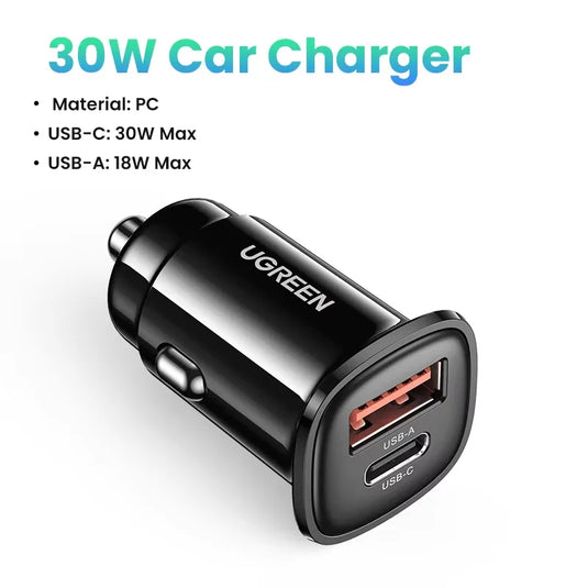 UGREEN Car Charger USB-C Fast Charging 4.0 – PD Charger for iPhone 17/16/15, Xiaomi & More