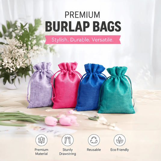 10pcs Natural Burlap Drawstring Bags Gift Packaging Bags Candy Snack Bag for Holiday Wedding Party Birthday Jewelry Pouches