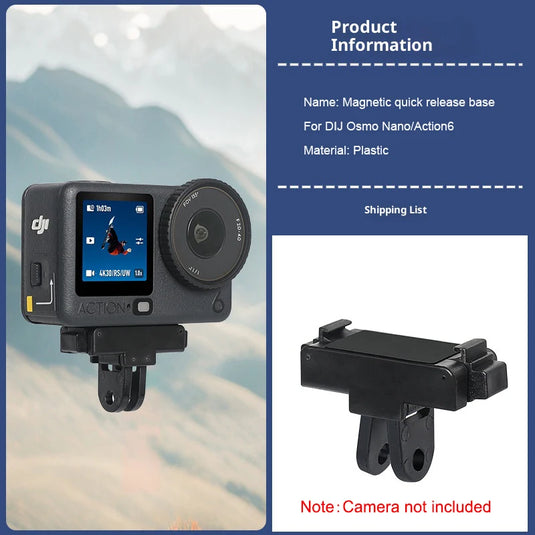 Magnetic Base for DJI Osmo Nano/Action 6/360 II Magnetic Adapter Mount Stand Holder Selfie Stick Tripod Camera Accessories