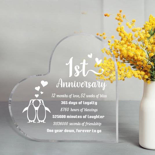 1 Year Anniversary Penguin Couple Gift | Romantic 1st Wedding Anniversary Gift for Him & Her