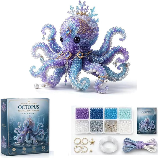 Mythical Ocean DIY Bead Kit for Beginners, 3D Beaded Animal Making Kit, Unique Sea Animal Designs, Glass Bead Embroidery Set