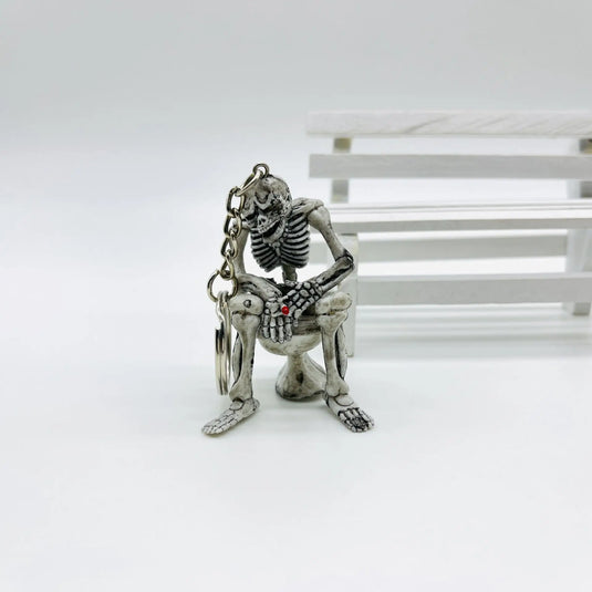 Halloween Skeleton Keychain Spooky Toilet Creepy Bathroom Skull Figurine Bag Charm Novelty Party Accessory Gifts For Women Style