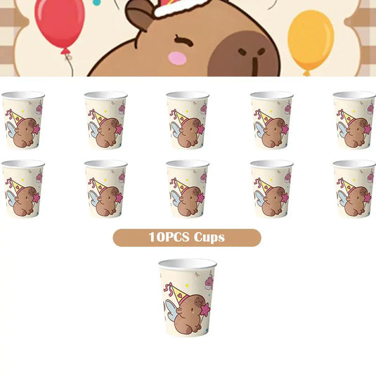 Capybara Decoration Birthday Party Pavors for Girls Capybara Tableware Set Cup Plate Balloons Gift Bags Happy Banner Supplies