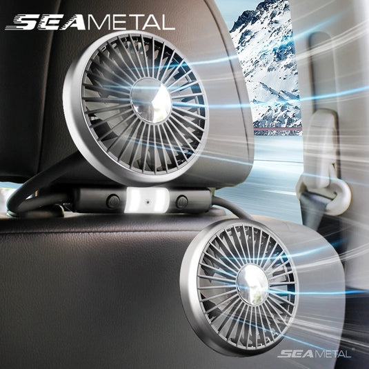 SEAMETAL Dual Head Car USB Fan | 3-Speed Rear Seat Fan