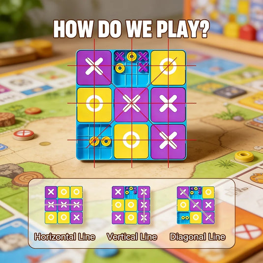 Strategic Upgraded Tic-Tac-Toe Game for Parties - Xs Vs O' Board Game for Boys, Girls, And Families