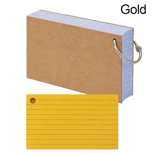 Kawai 50Pcs Binder Horizontal Line Memo Book Loose Leaf Index Cards Flash Cards Small Revision Cards for Study Office NotePads
