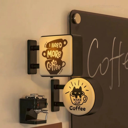 Retro Coffee Corner Creative Atmosphere Light Sign Fridge Magnet Magnetic Home Miniature Pegboard Coffee Shop Glowing Decoration